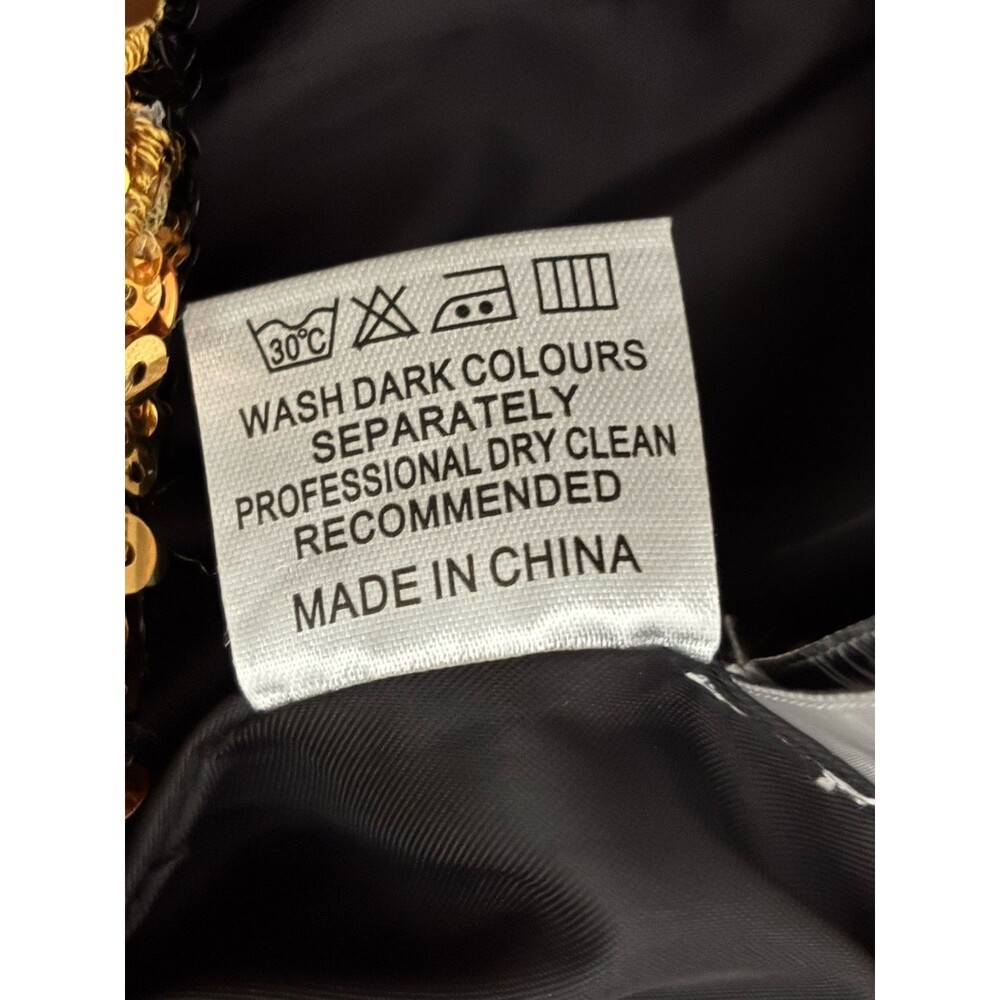 Miss Rosier Eulalia black embellished mini dress Sz S Sequin Gold Party Cocktail - Picture 13 of 16